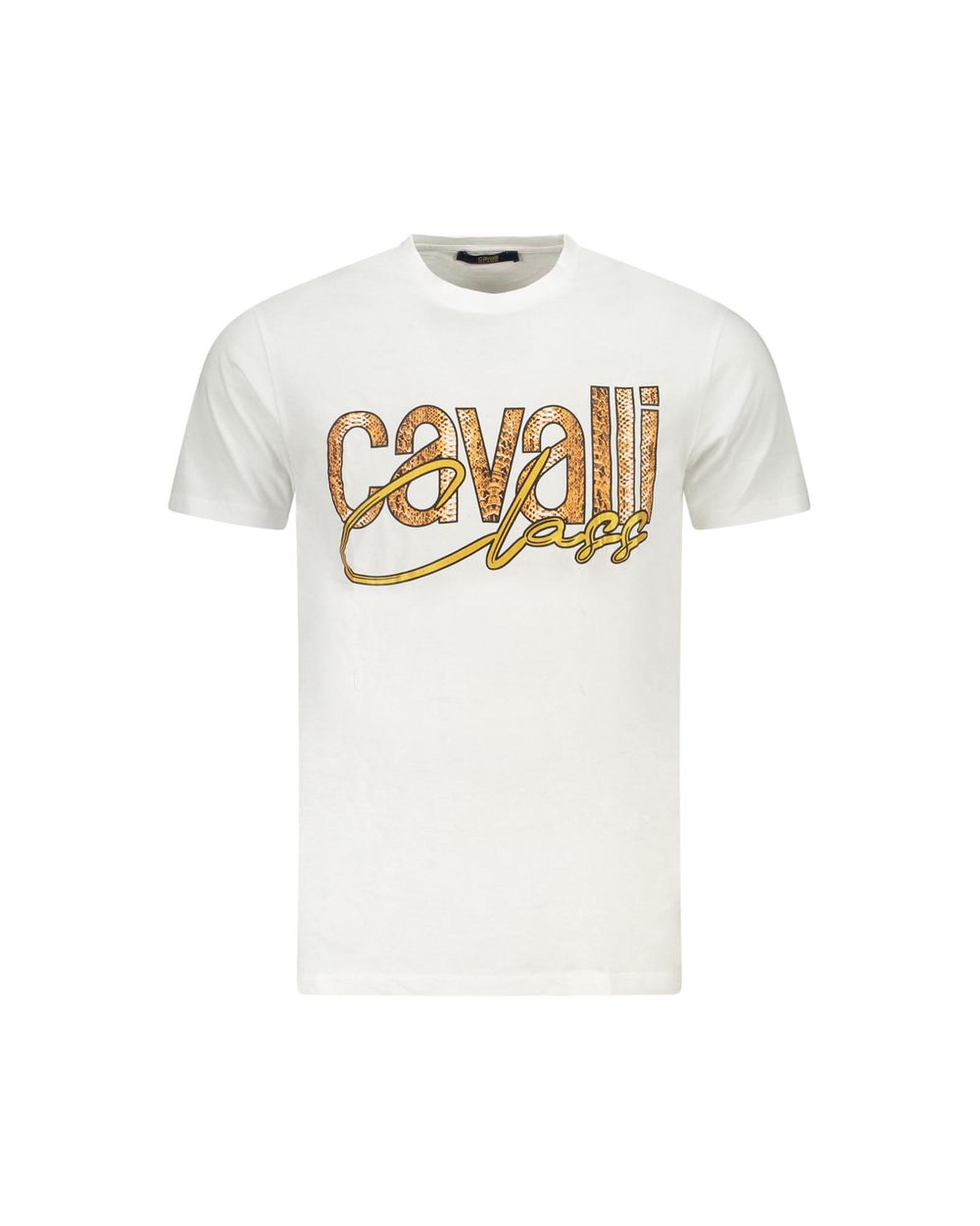 V539-CA-36700-L-202506161516-00 Cavalli Class Men's White Cotton T-Shirt - L - Image 1