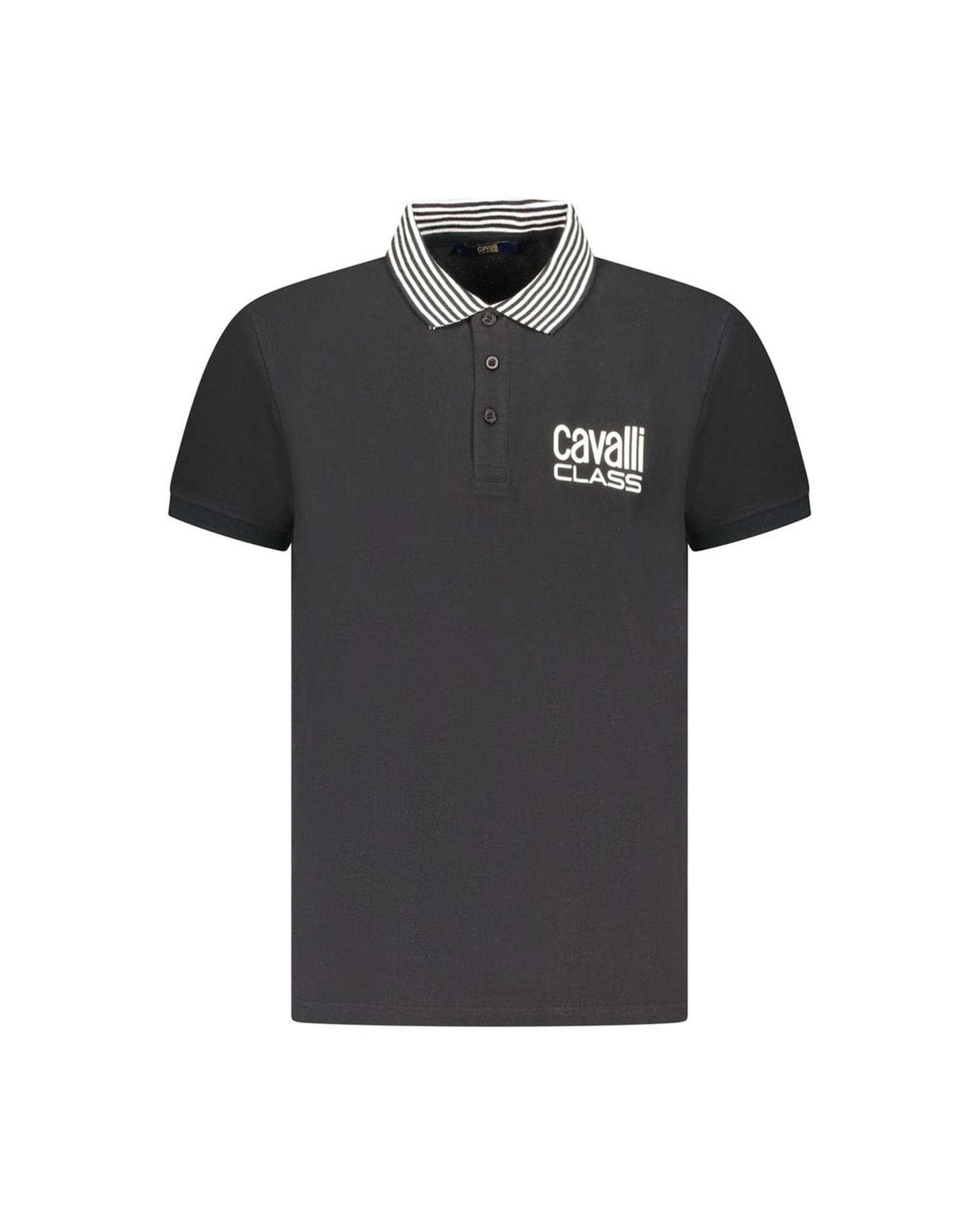 V539-CA-36703-M-202506161522-00 Cavalli Class Men's Black Cotton Polo Shirt - M - Image 1
