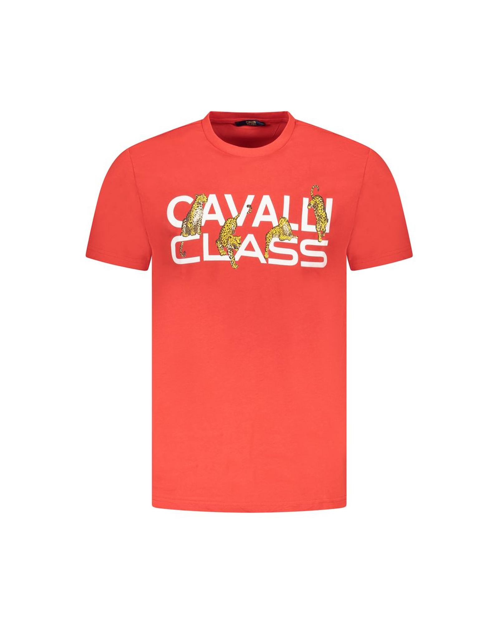 V539-CA-36715-L-202506161910-00 Cavalli Class Men's Red Cotton T-Shirt - L - Image 1