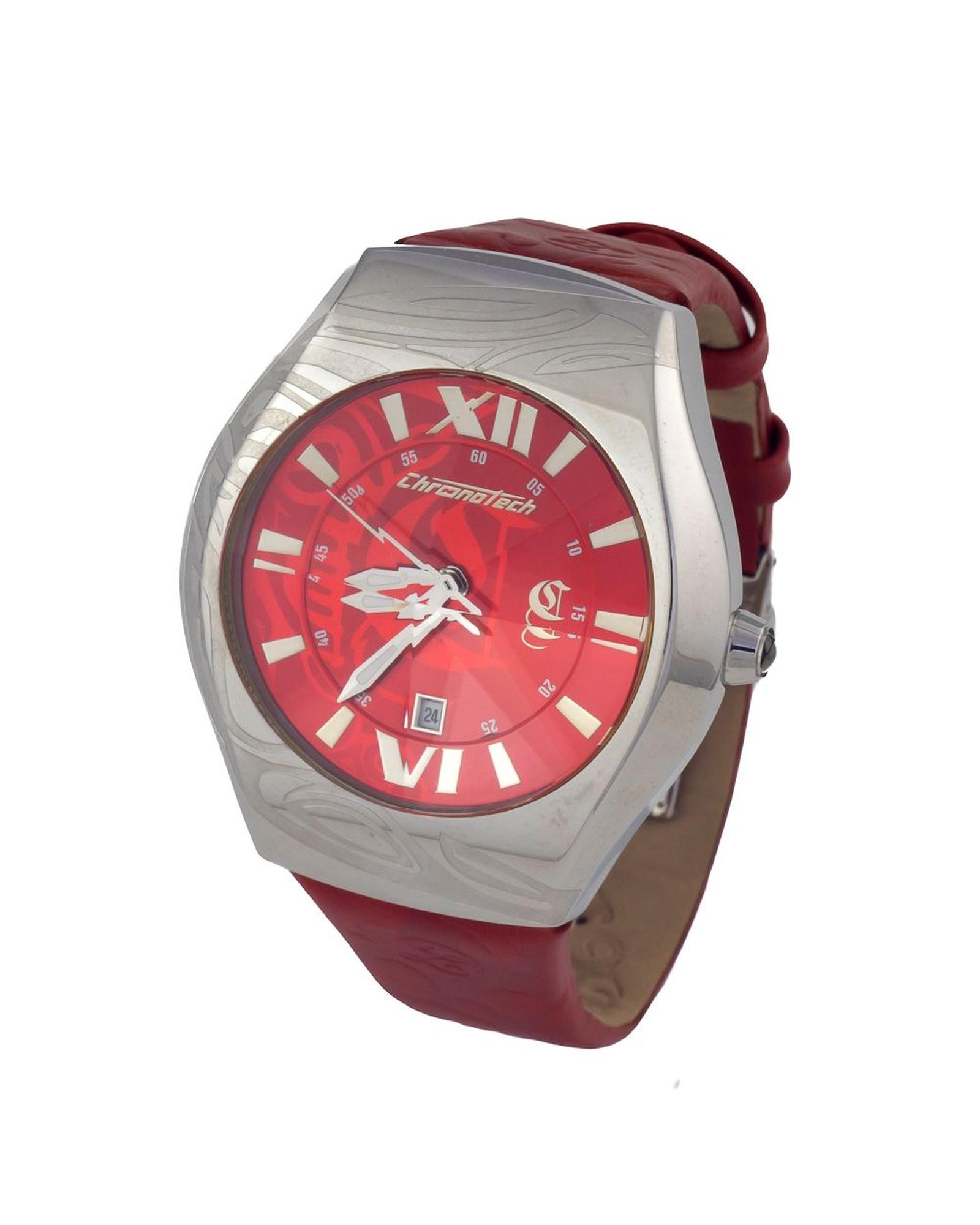 V539-CHCT7694M03AC-202506161741-00 Chronotech Men's Red Leather Watch - One Size - Image 1