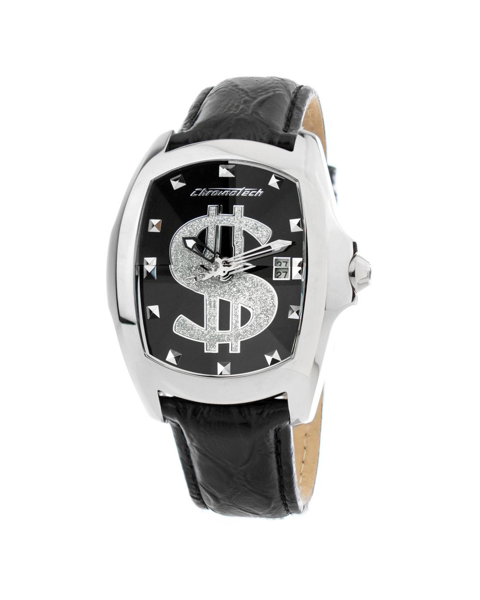V539-CHCT7896M103AC-202506161825-00 Chronotech Men's Black Leather Watch - One Size - Image 1