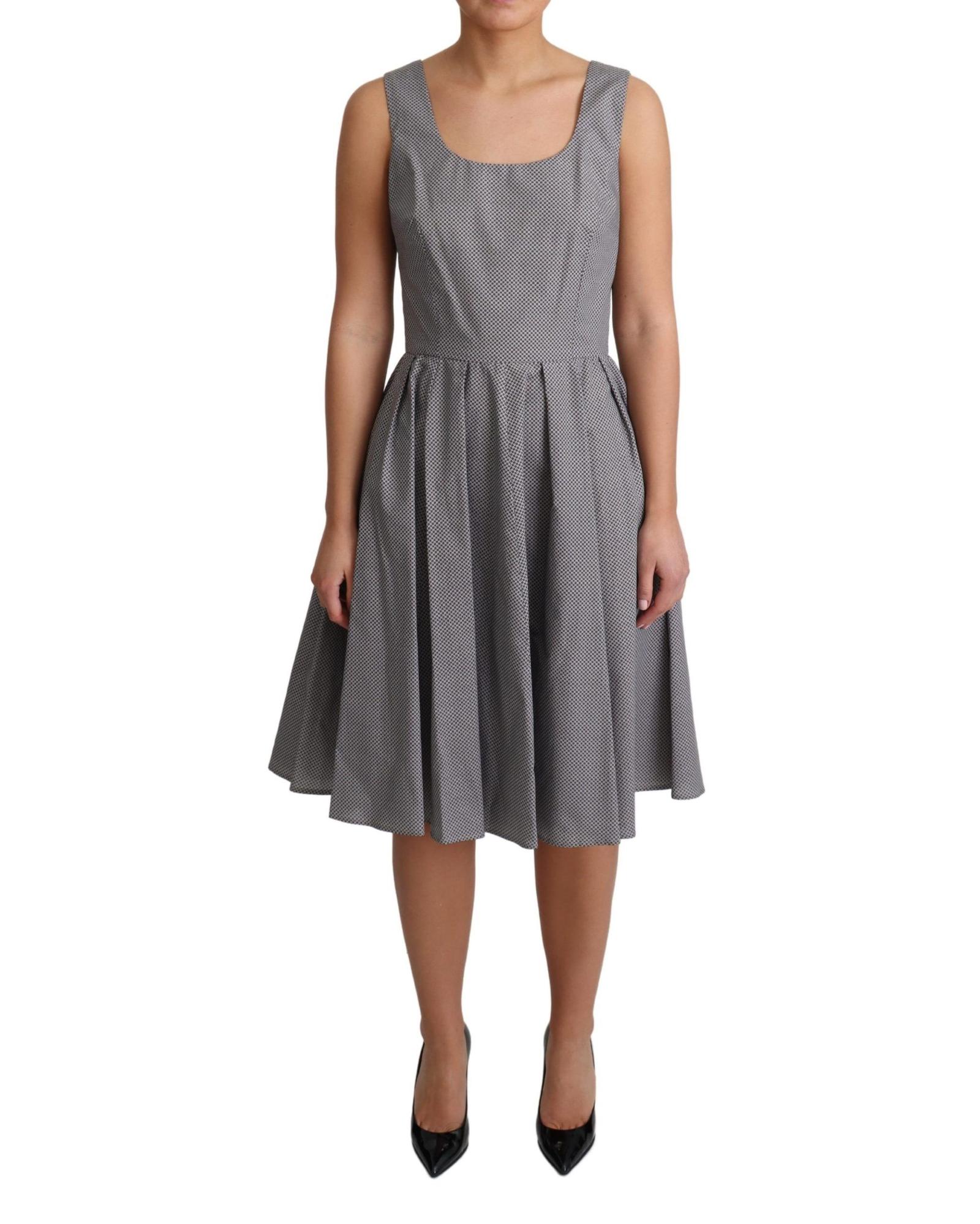 V539-DR2773-42-202509012045-00 Sleeveless A-Line Geometric Pattern Dress 42 IT Women - Image 1