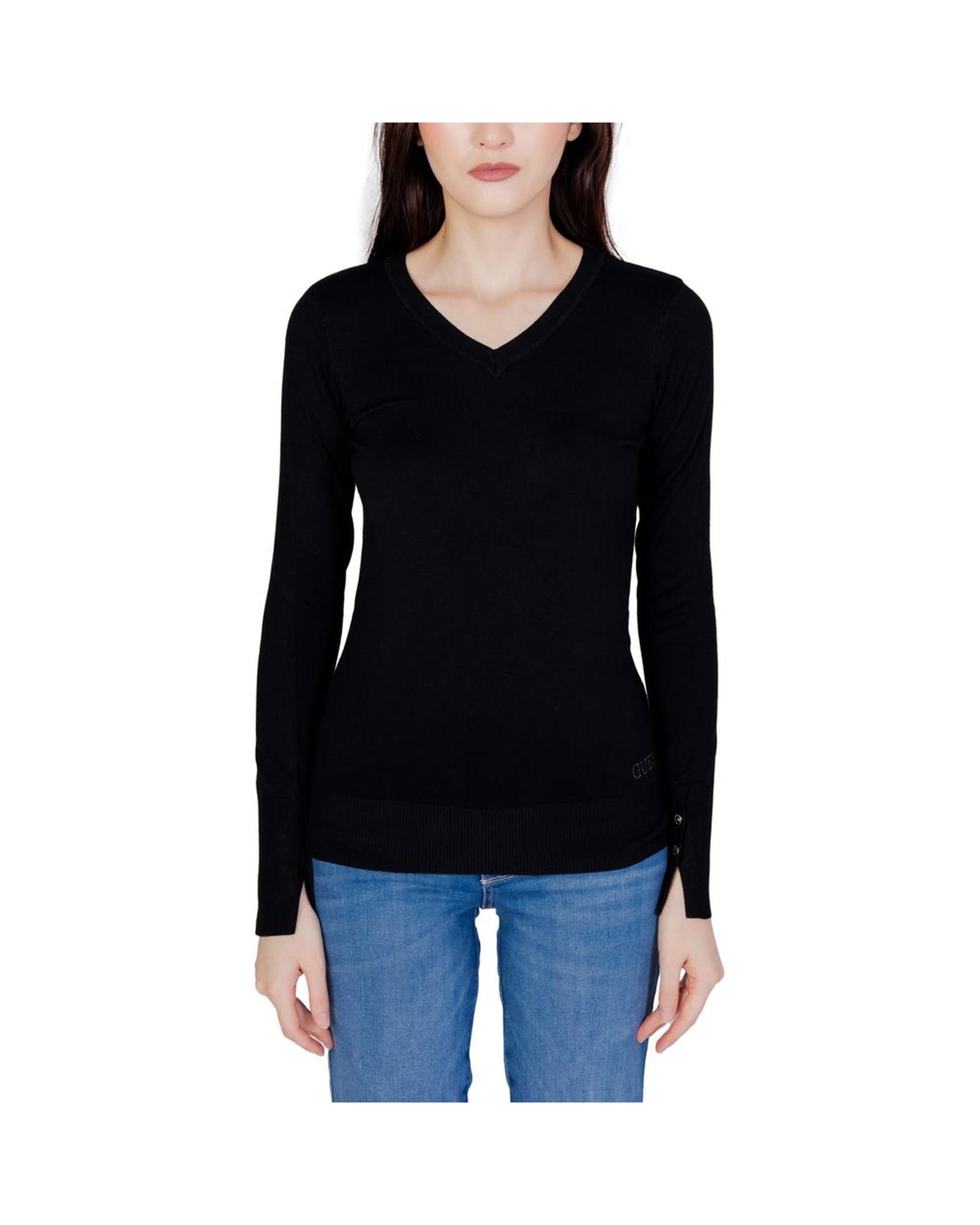 V539-GU-11479800009-IT42M-202506162304-00 Guess Women's Black Cotton Tops & T-Shirt - 42 IT - Image 1