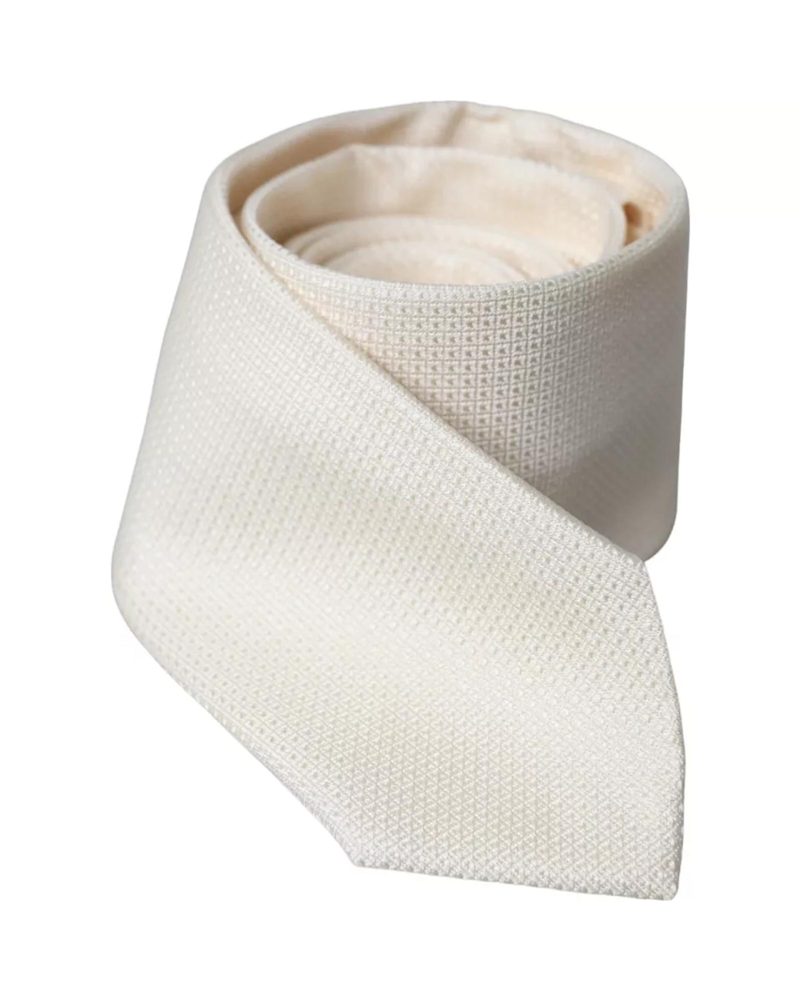 V539-KRA3374-202506170505-00 Dolce & Gabbana Men's Off White Patterned Silk Classic Adjustable Tie - One Size - Image 1