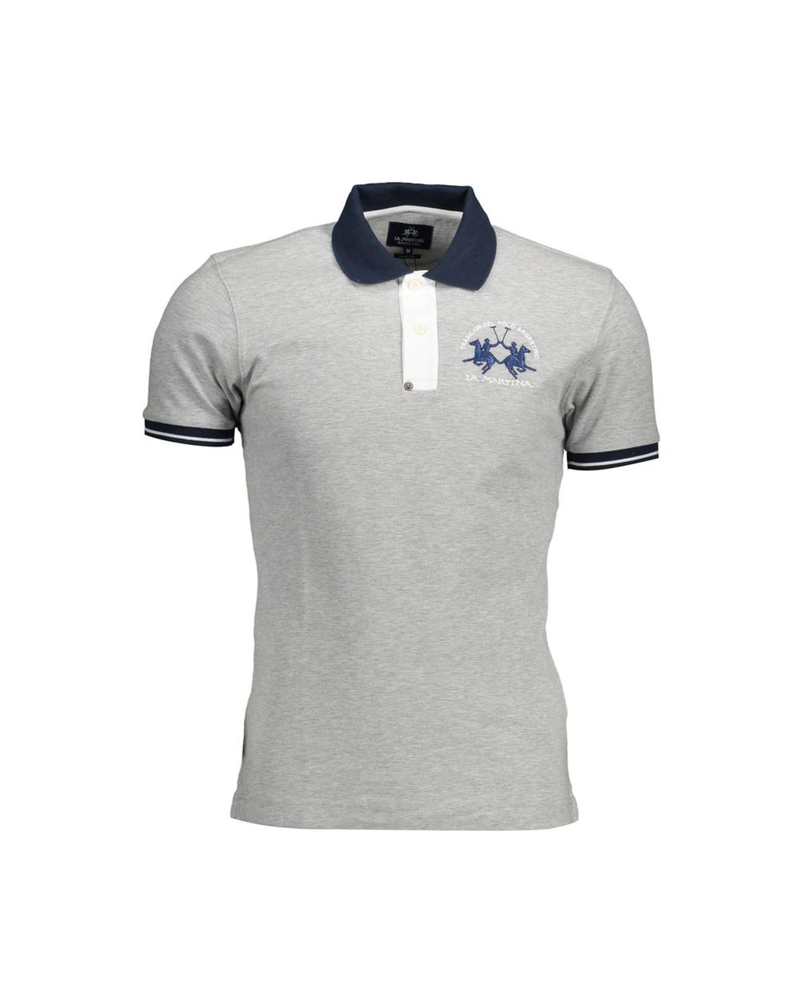 V539-LA-12178-XXL-202506170516-00 La Martina Men's Gray Cotton Polo Shirt - 2XL - Image 1