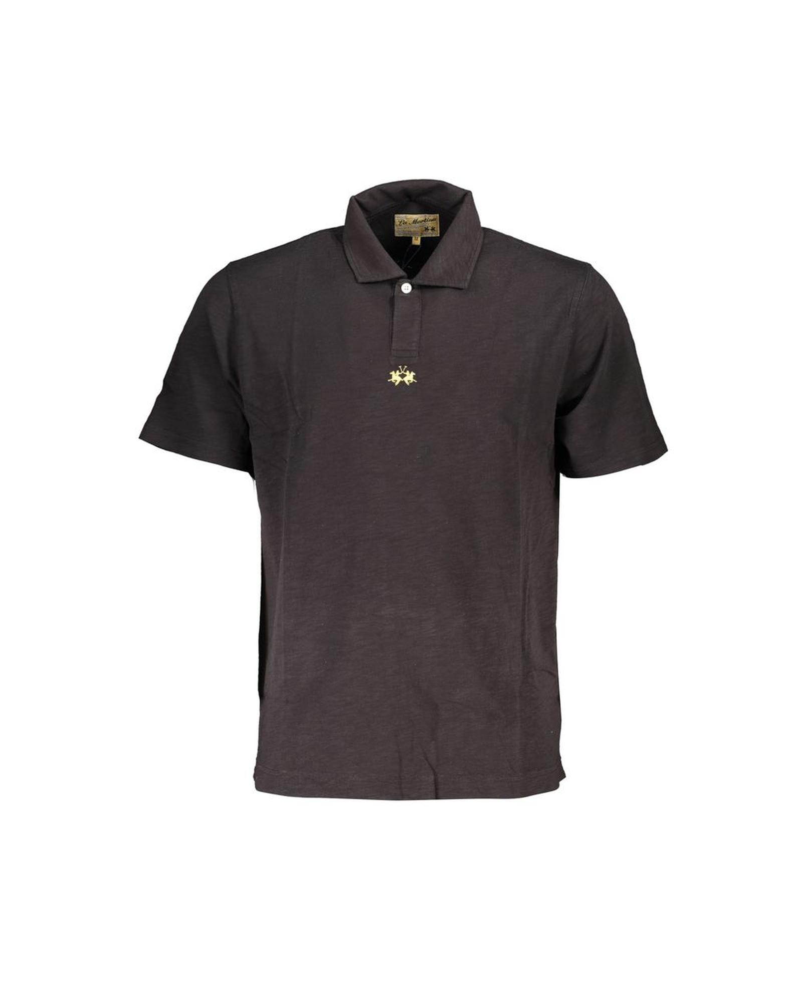 V539-LA-23081-XL-202506170646-00 La Martina Men's Black Cotton Polo Shirt - XL - Image 1