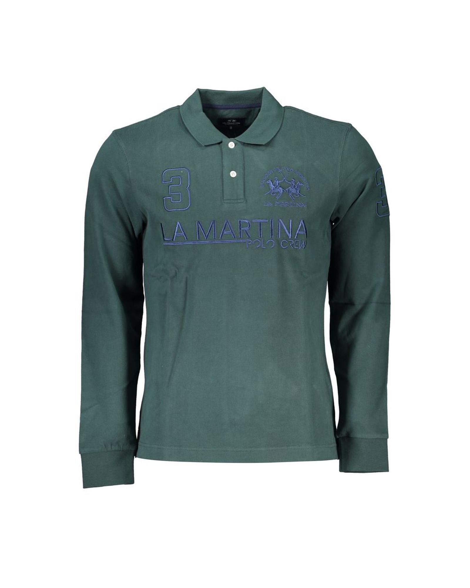 V539-LA-27009-XL-202506170706-00 La Martina Men's Classic Green Polo Shirt with Embroidery Detail - XL - Image 1