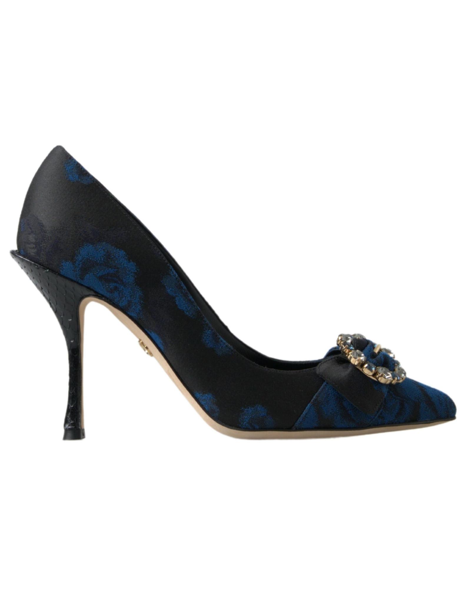 V539-LA10220-375-168396-00 Dolce & Gabbana Women's Blue Floral Ayers Crystal Pumps Shoes - 37.5 EU - Image 1