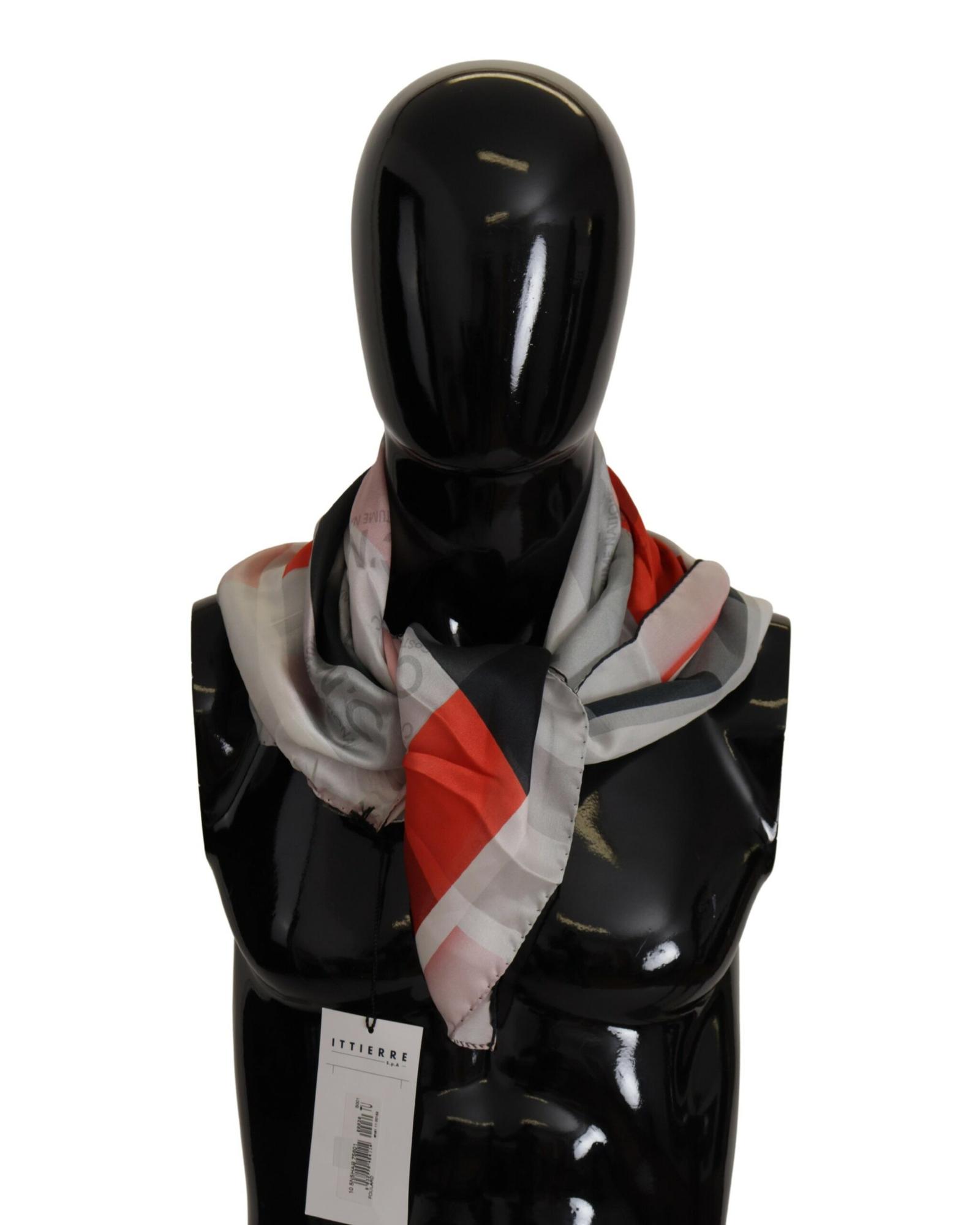 V539-MS6531-202509010615-00 Costume National Women's Gray Red Silk Shawl Foulard Wrap Scarf - One Size - Image 1