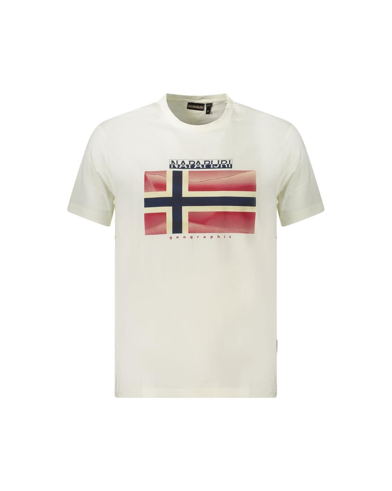 V539-NA-35885-L-202506171042-00 Napapijri Men's White Cotton T-Shirt - L - Image 1