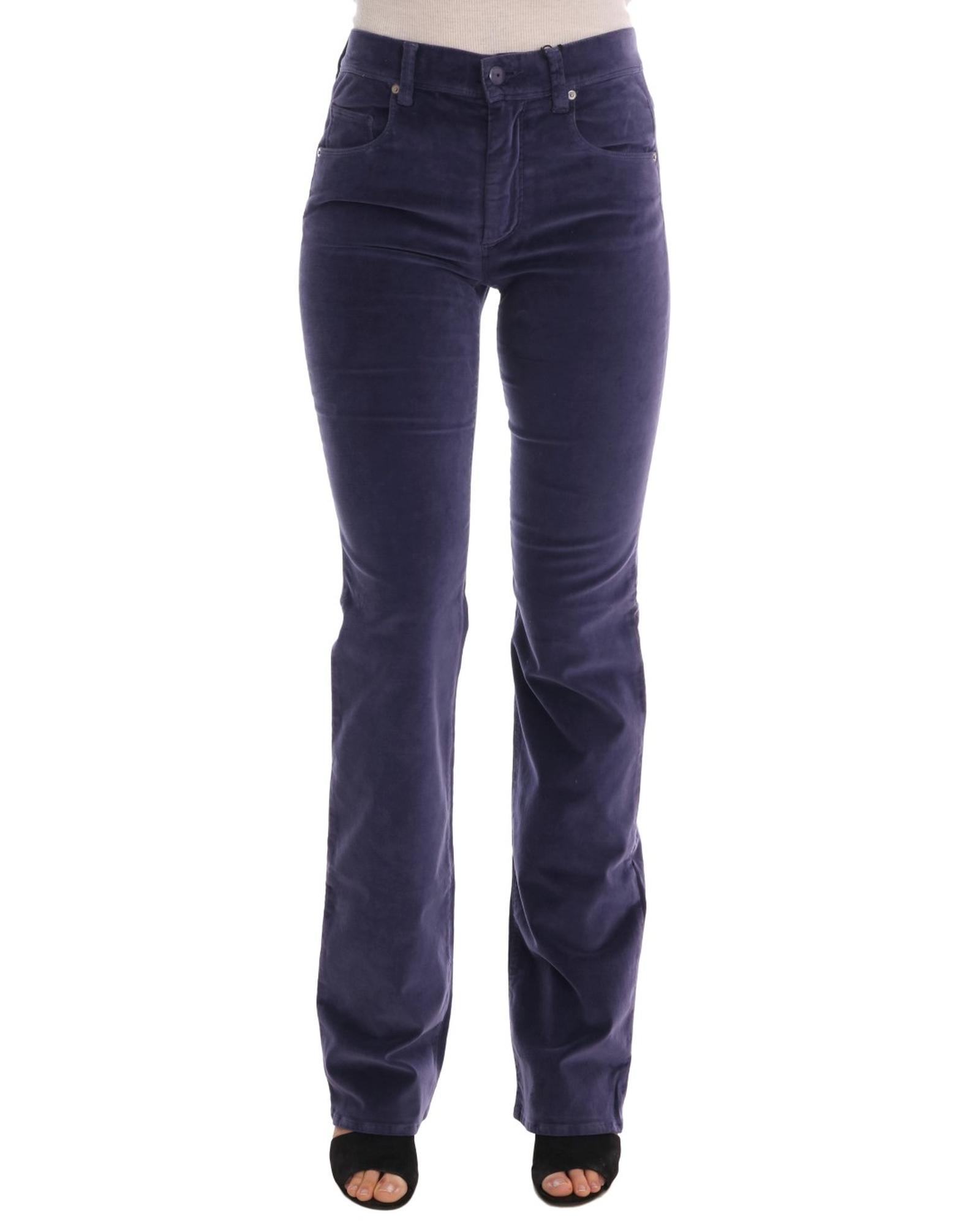 V539-PAN60783-1-202509010420-00 Brand New Ermanno Scervino Purple Corduroy Bootcut Flare Pants W26 US Women - Image 1