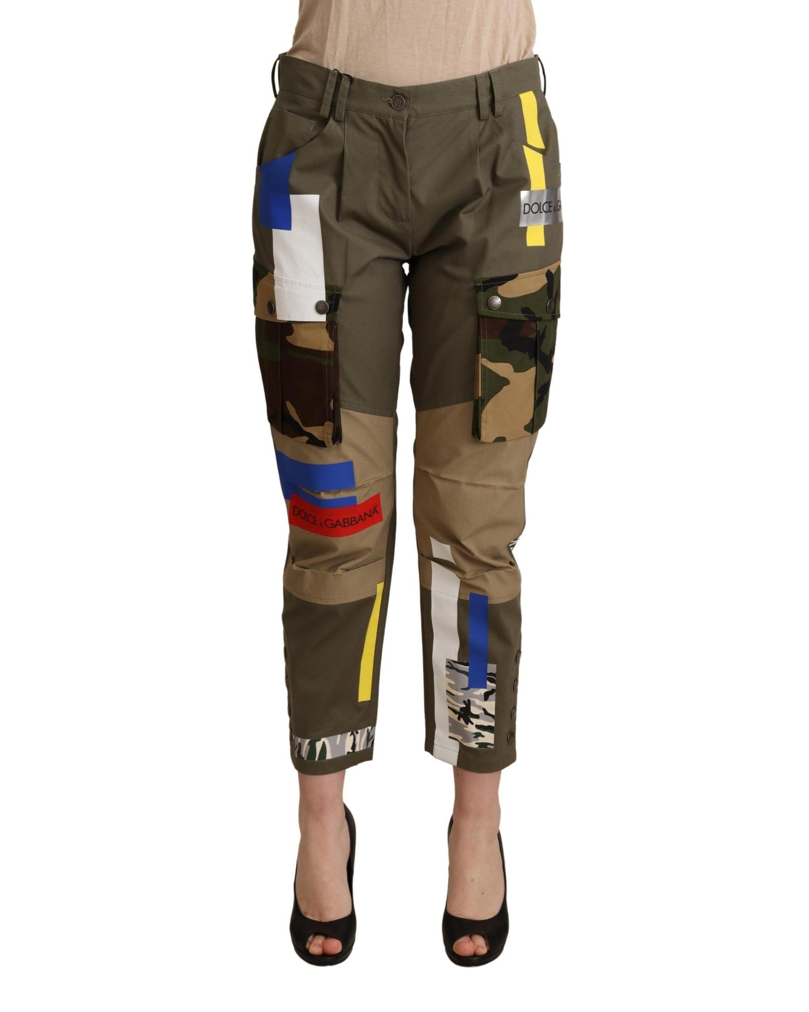 V539-PAN72085-38-202506180425-00 Dolce & Gabbana Women's Green Military Cargo Trouser Cotton Pants - 38 IT - Image 1