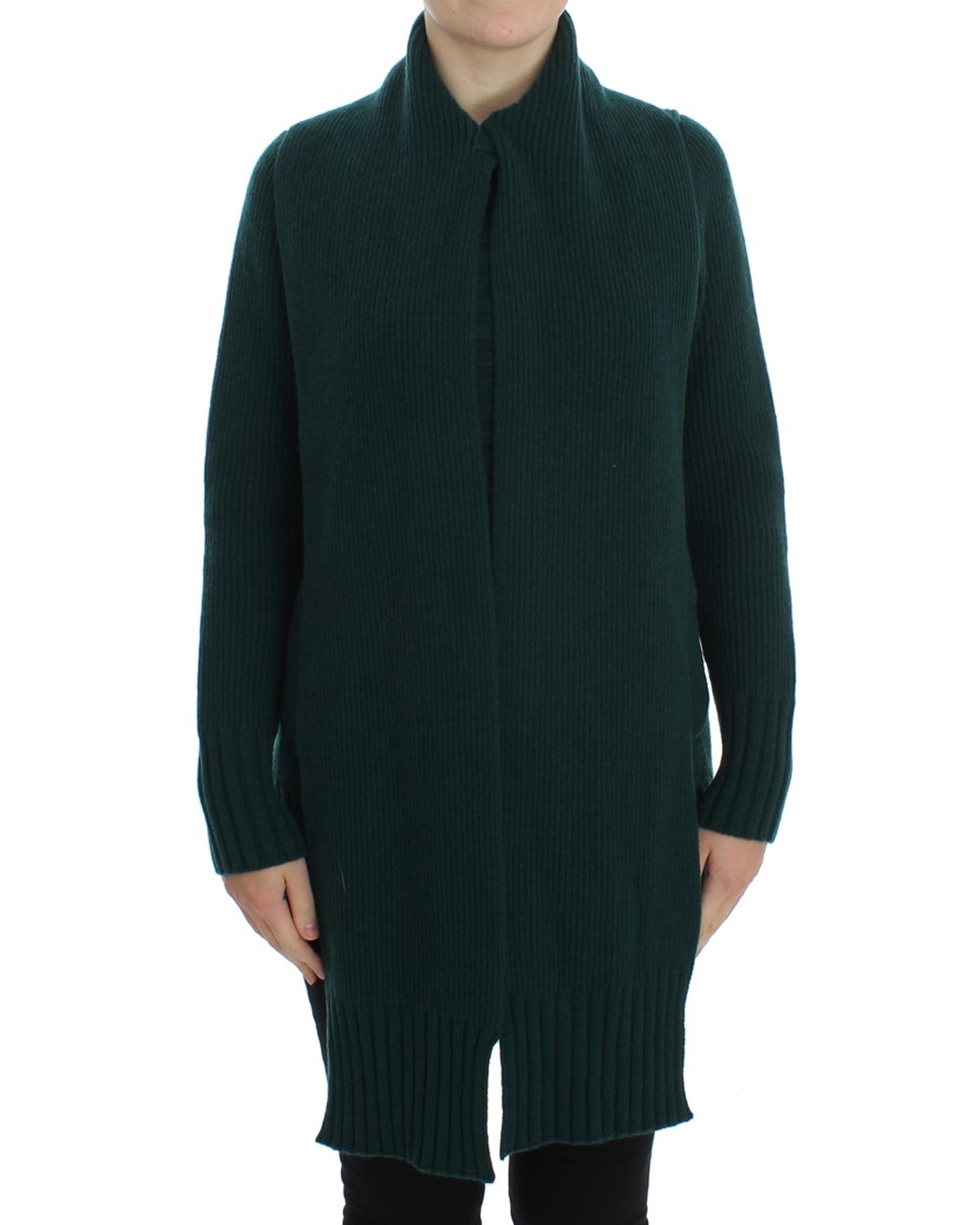 V539-SIG20500-5-202509011040-00 Green Cashmere Long Cardigan Sweater with Logo Details 44 IT Women - Image 1