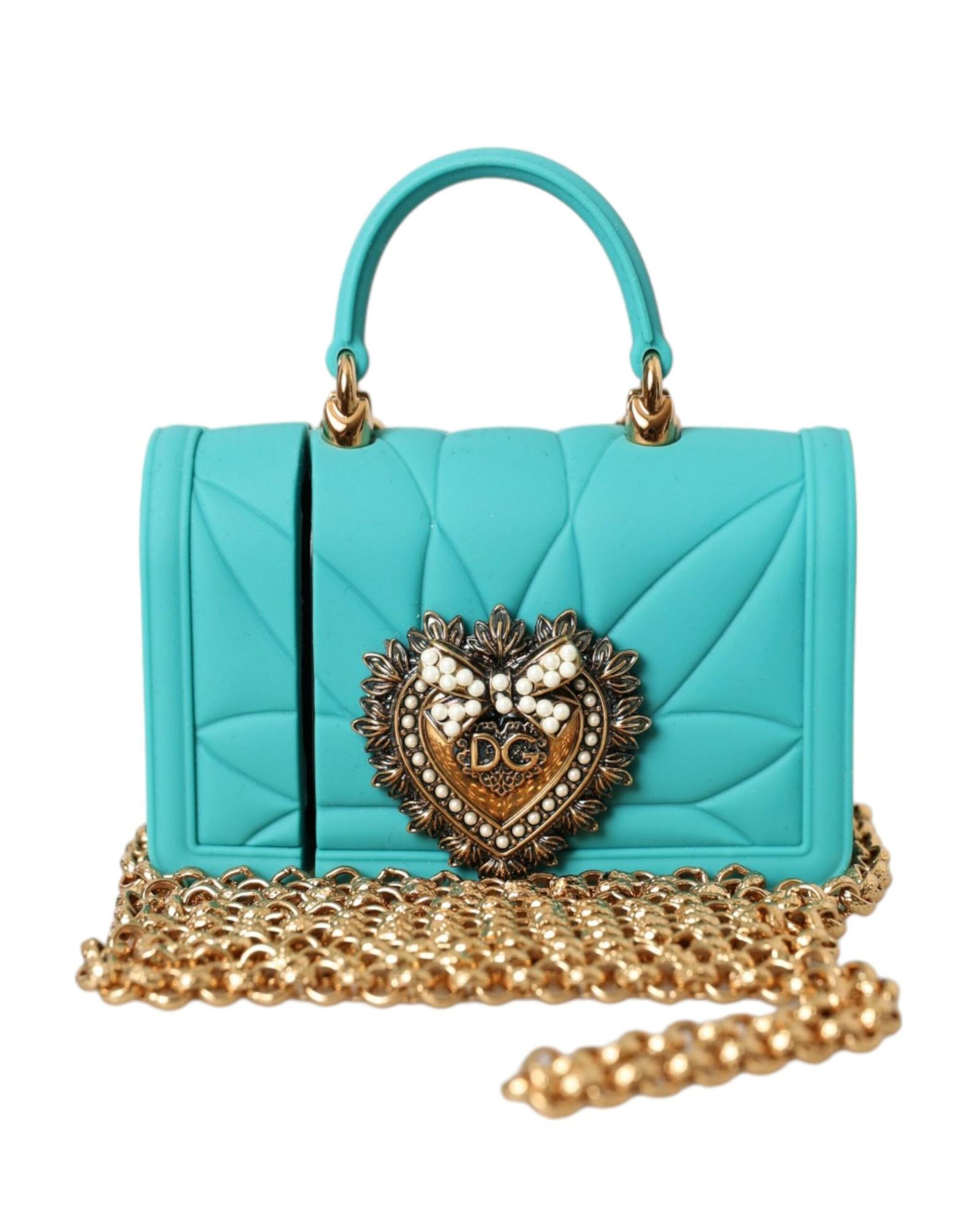 V539-SMY101234-202506180611-00 Dolce & Gabbana Women's Turquoise Silicone Devotion Heart Cover Bag Airpods Case - One Size - Image 1