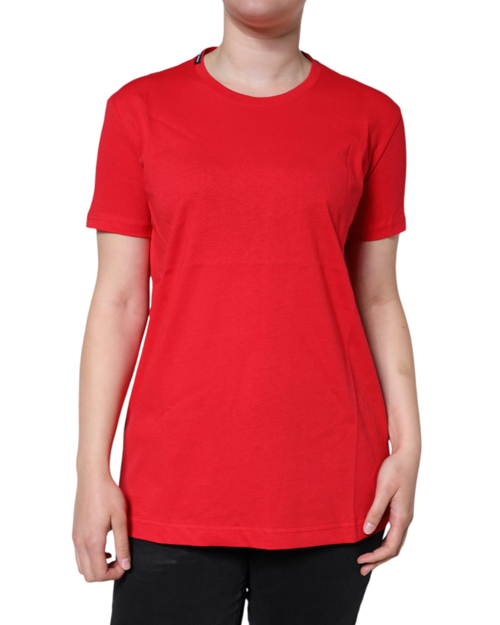 V539-TSH86519-48-202506181145-00 Dolce & Gabbana Women's Red Cotton Crew Neck Short Sleeve Tee T-shirt - 48 IT - Image 1