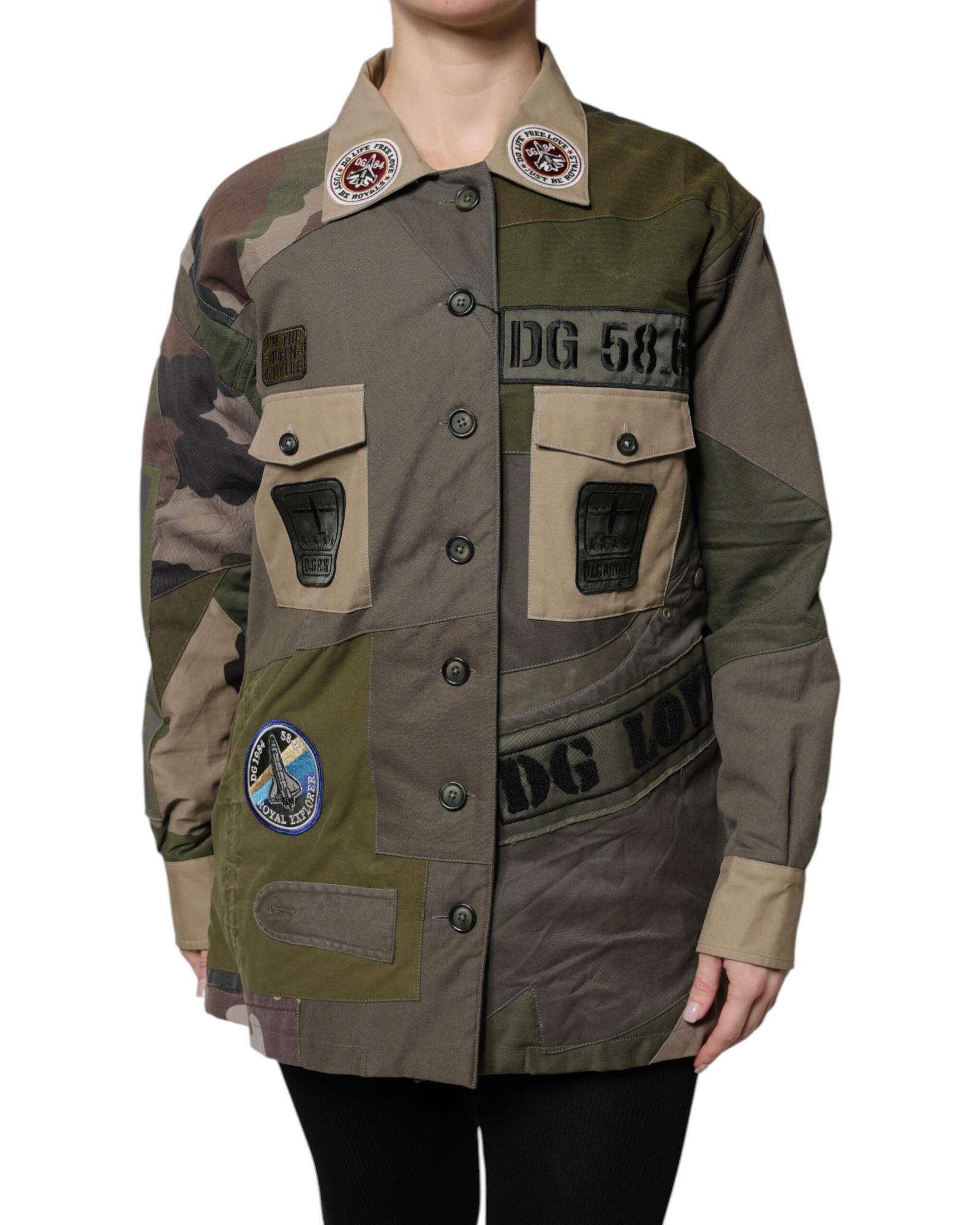V539-TSH90087-36-202506181220-00 Dolce & Gabbana Women's Military Green Cotton Button Down Jacket - 36 IT - Image 1
