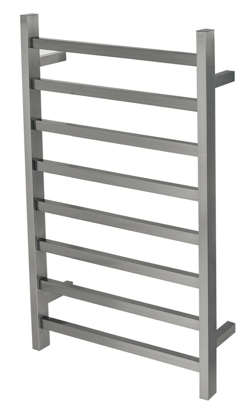 V549-10062SQUAREHEATGUN-109672-00 Premium Gunmetal Heated Towel Rack - 8 Bars, Square Design, AU Standard, 1000x620mm Wide - Image 1