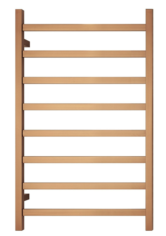 V549-10062SQUAREHEATPOLISHROSE-109694-00 Premium Polished Rose Gold Heated Towel Rack - 8 Bars, Square Design, AU Standard, 1000x620mm Wide - Image 1