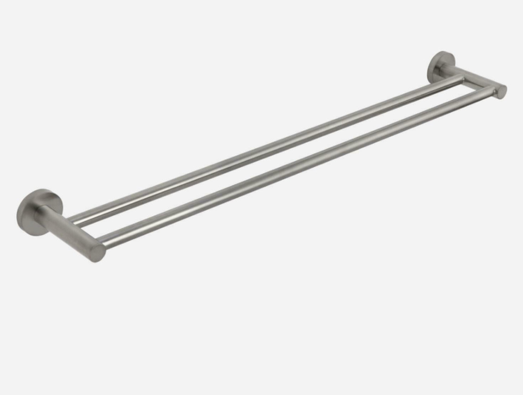V549-600SSDBLTOWCHROME-97988-00 Luxurious Brushed Nickel Stainless Steel 304 Towel Rack Rail - Double Bar 600mm - Image 1