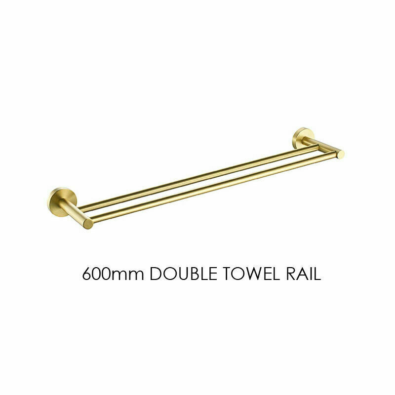 V549-600SSDBLTOWGOLD-97989-00 Luxurious Brushed Gold Stainless Steel 304 Towel Rack Rail - Double Bar 600mm - Image 1