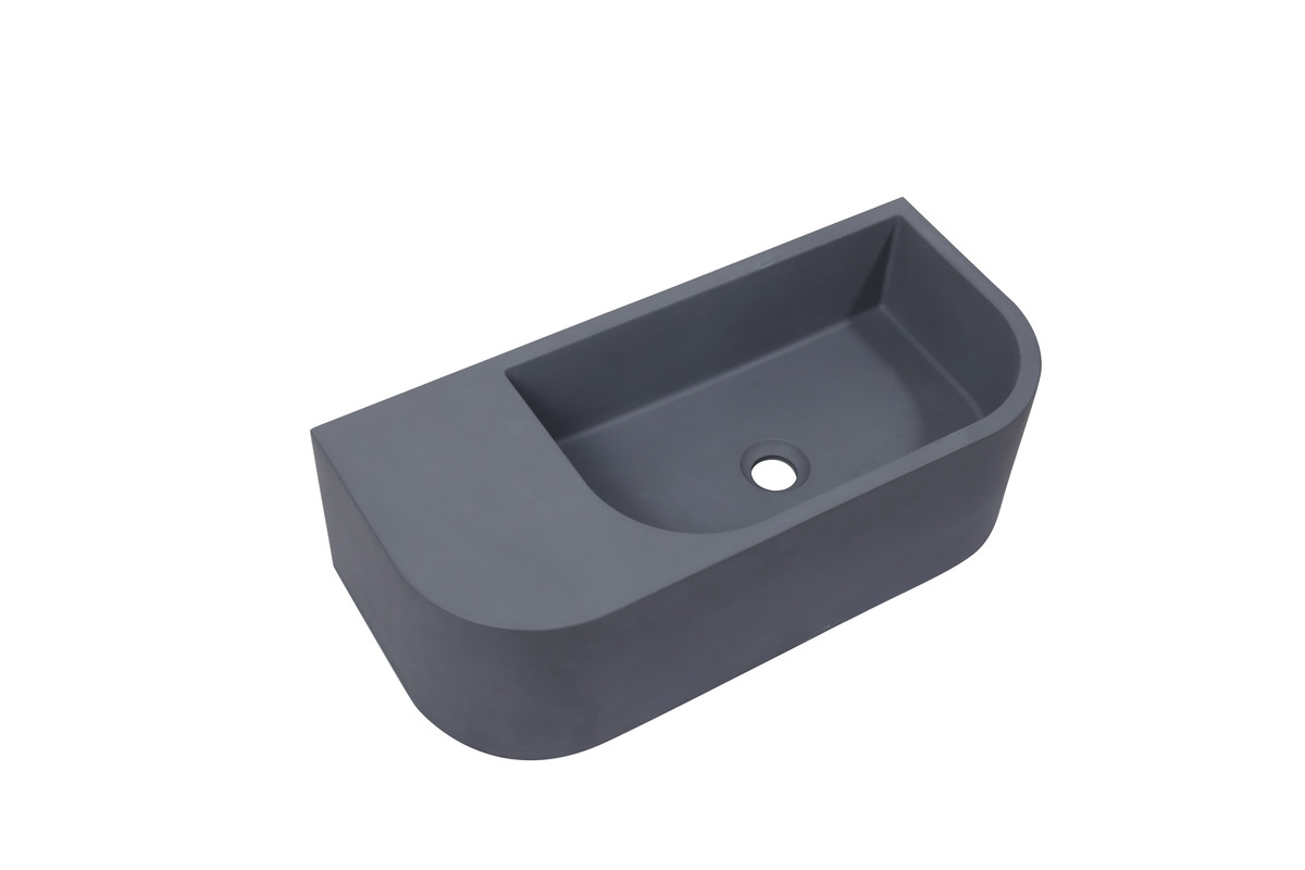 V549-6530CONDARKGREY-95847-00 New Concrete Cement Wash Basin Counter Top Matte Dark Grey Wall Hung Basin - Image 1