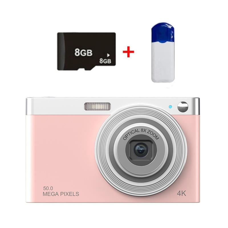 V562-0120023060DBT-202503061935-00 4k 8x Optical Zoom Telescopic Lens Digital Camera with Card Reader & 8g - Pink - Image 1