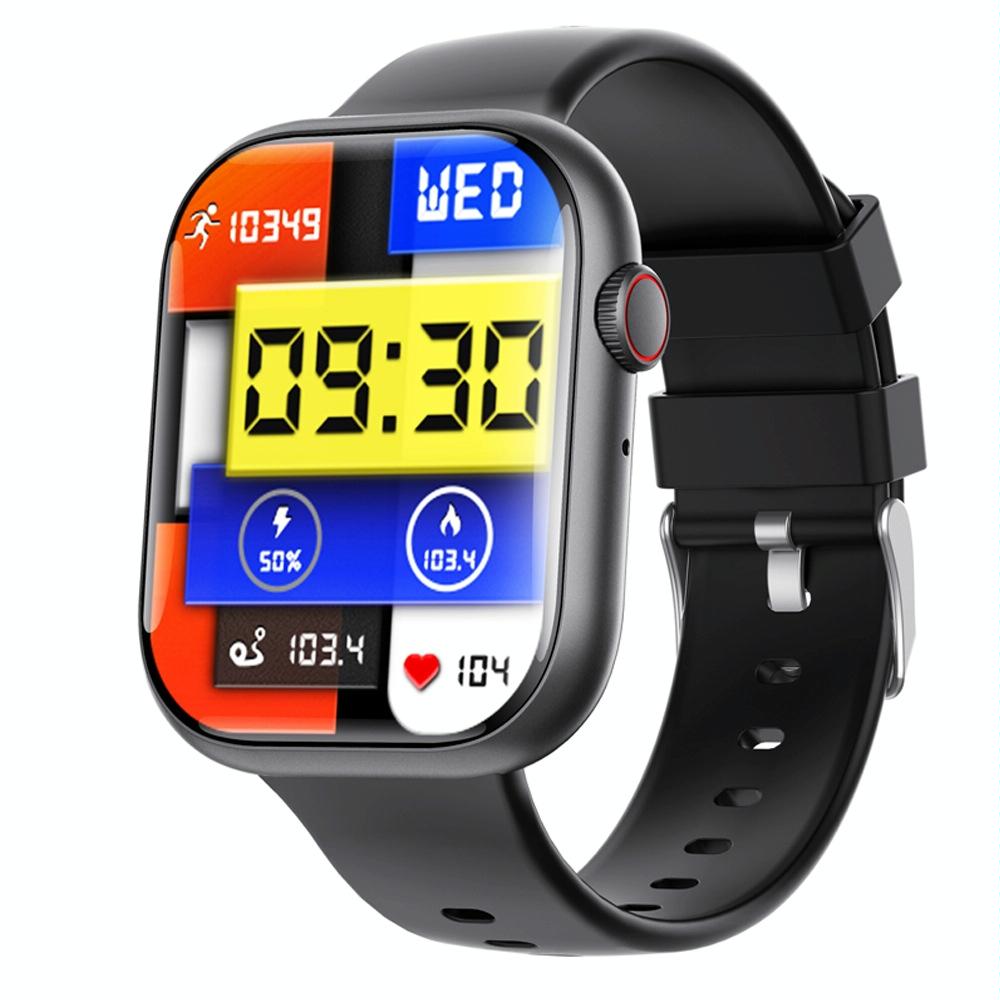 V562-1063305060DBT-202504252010-00 2.1 Inch Screen Smart Watch With Blood Sugar / Blood Oxygen Monitoring / Sos Alarm / 100+ Sports Modes - Black 3-Bead Steel - Black Silicone - Image 1