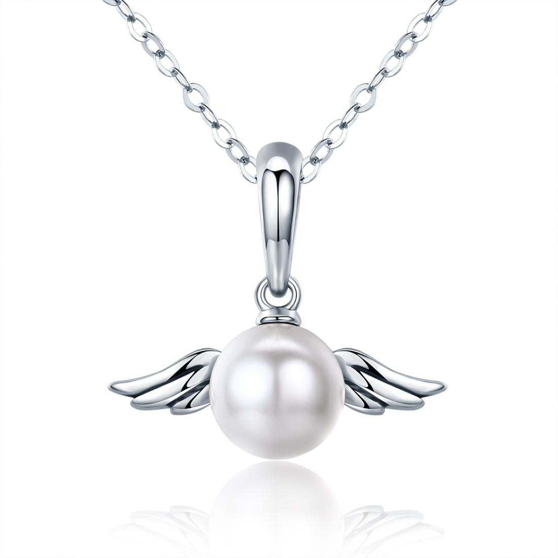 V562-2048286240DBT-202504111537-00 925 Sterling Silver Angel Wing Pendant With Shell Bead Charm For Diy Bracelets Style - Pendent + Necklace - Image 1
