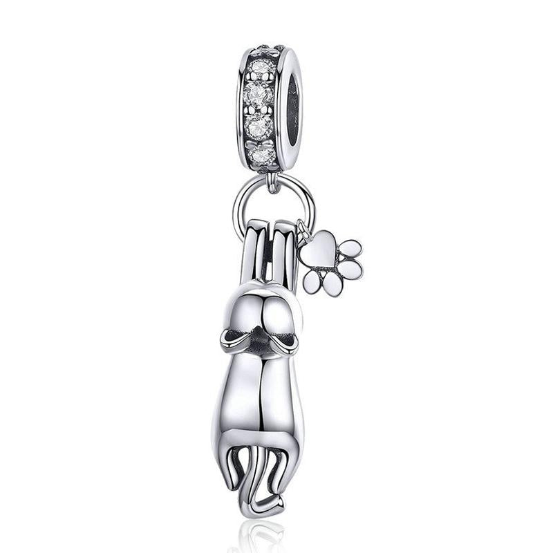 V562-2061686240DBT-202504111726-00 925 Sterling Silver Cat Charm For Diy Bracelet Style - Pendant - Image 1