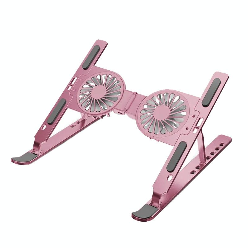 V562-2075074060DBT-202502271842-00 Foldable Laptop Cooling Stand with Ambient Light - Pink - Image 1
