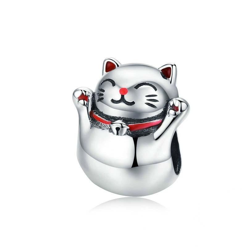 V562-25676240DBT-202504111532-00 925 Sterling Silver Lucky Cat Beaded Bracelet Diy Accessory - Image 1