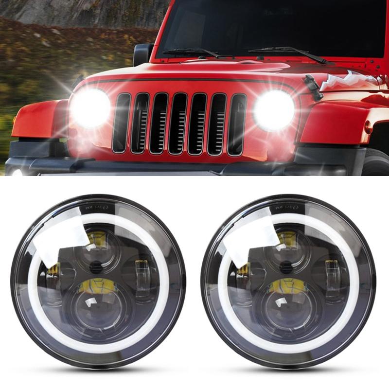 V562-2954SMC-202503051940-00 2 Pcs 7 Inch Ip68 Waterproof 6500K 75W Cree Led Headlight Hi / Lo Beam Driving Lamp For Jeep Wrangler Jk Tj Lj - Image 1