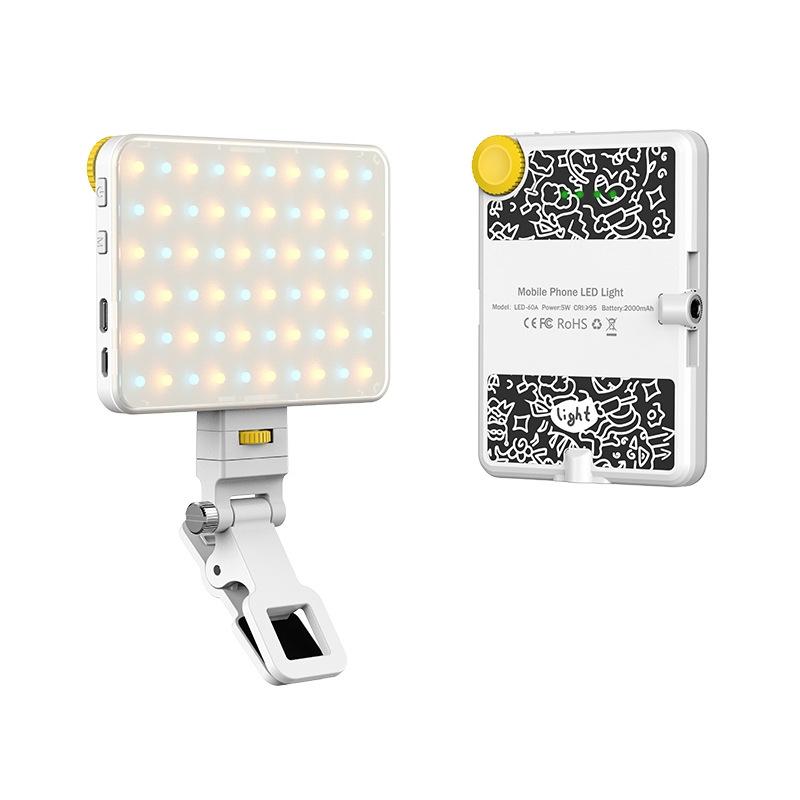 V562-3059194060DBT-202502241440-00 Rechargeable Clip Fill Light - 60 Leds 3 Light Modes Front & Back Clip a Type Blue - A Type White - Image 1