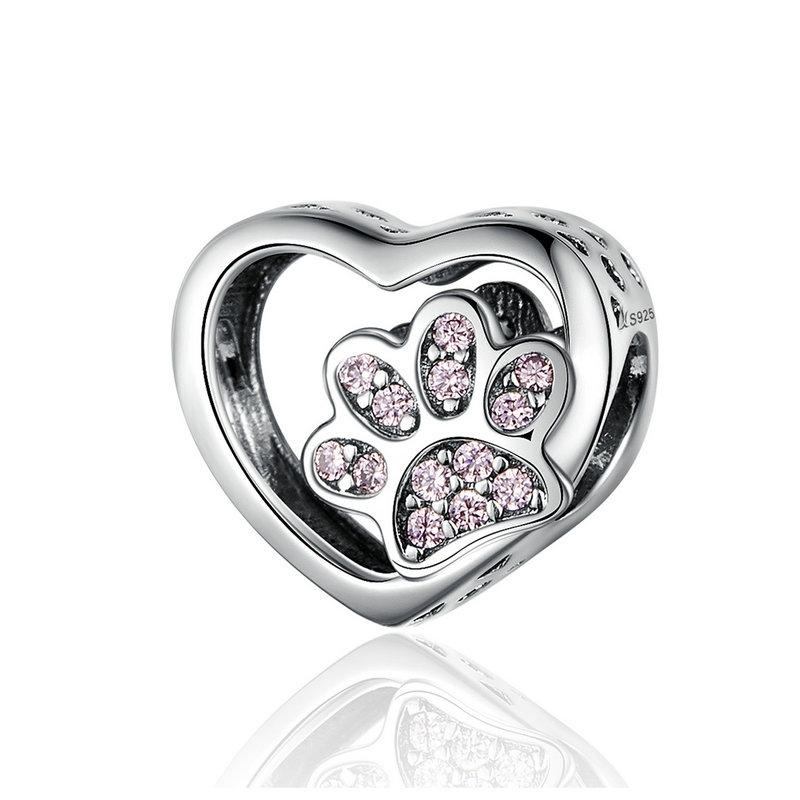 V562-31676240DBT-202504111736-00 925 Sterling Silver Pet Paw Print Beaded Bracelet - Silver - Image 1