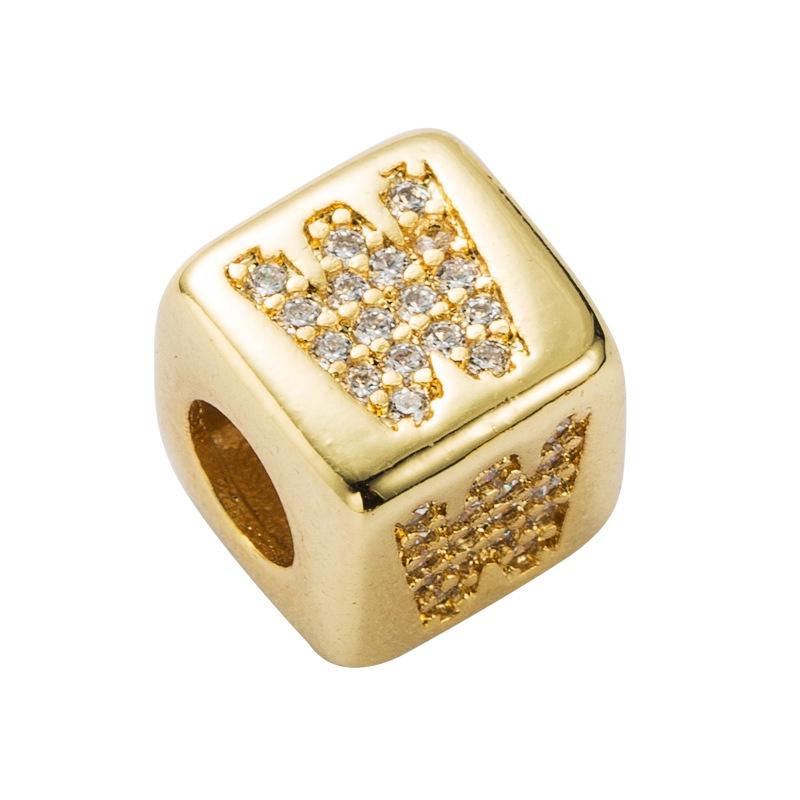 V562-3200396240DBT-202504112046-00 Brass Micro Inlaid Couple Red String Pull Diy Bracelet English Letter Beads Style - W - Image 1