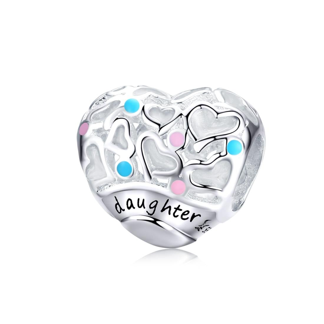 V562-42776240DBT-202504111952-00 925 Sterling Silver Love Heart Beaded Bracelet Charms - Image 1