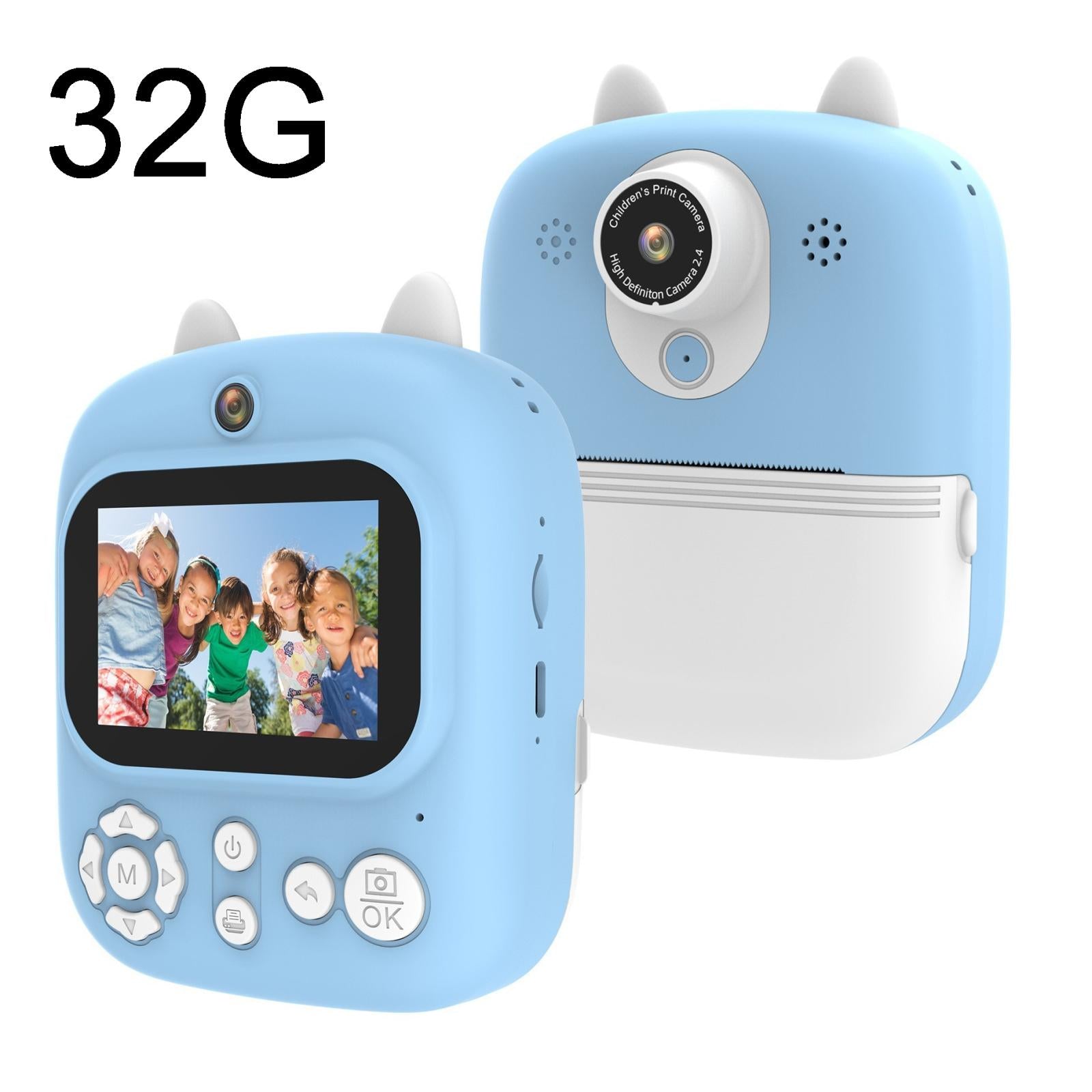 V562-5018383060DBT-222105-00 32g Instant Camera with 2.4 Display & Card Reader for Kids - 1200w Blue - 32G + Card Reader Blue - Image 1