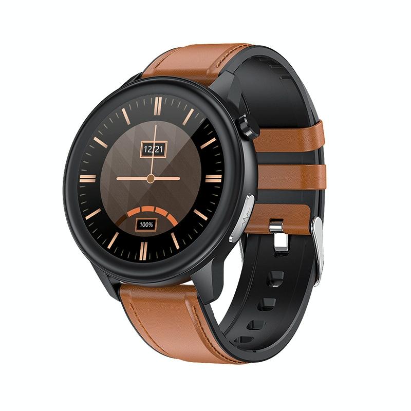 V562-5062632060DBT-202504251916-00 1.3 Inch Heart Rate Smart Watch Brown Leather - Image 1