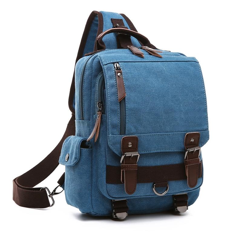V562-5144023060DBT-202504251746-00 Blue Canvas Chest Bag For Outdoor Travel Lightweight - Image 1