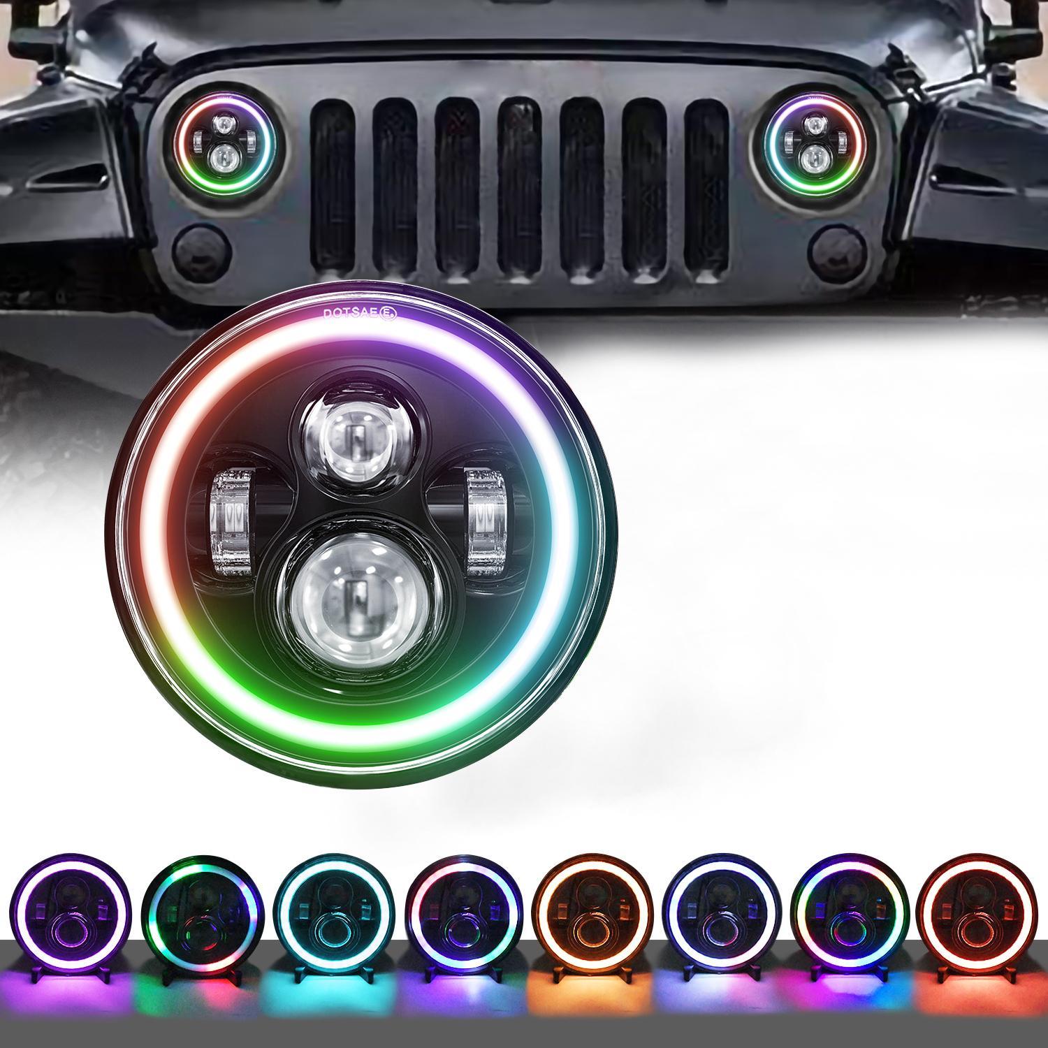 V562-5617500ADE-202503052006-00 7 Inch Car Colorful Round Angel Eye Headlight - Image 1