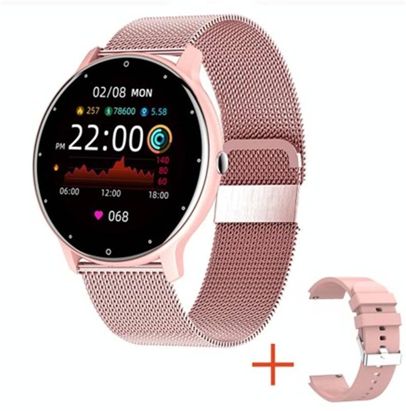 V562-6032213060DBT-202504252100-00 Heart Rate / Blood Oxygen / Blood Pressure Monitoring Bluetooth Smart Calling Watch - Mesh Pink - Image 1