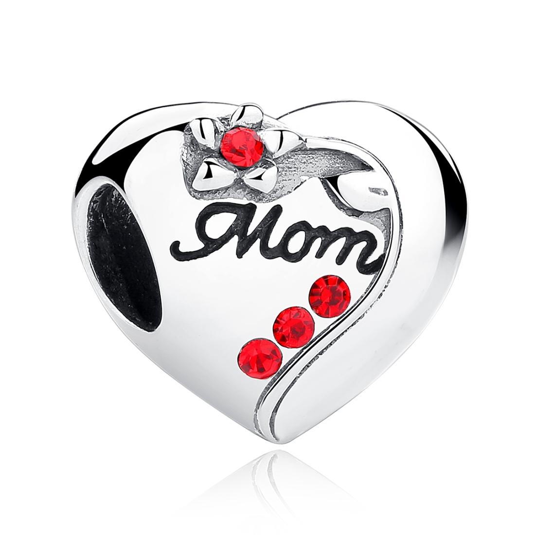 V562-613600ADE-202504111541-00 925 Sterling Silver Mom Heart Pendant For Diy Bracelet Or Necklace - Image 1