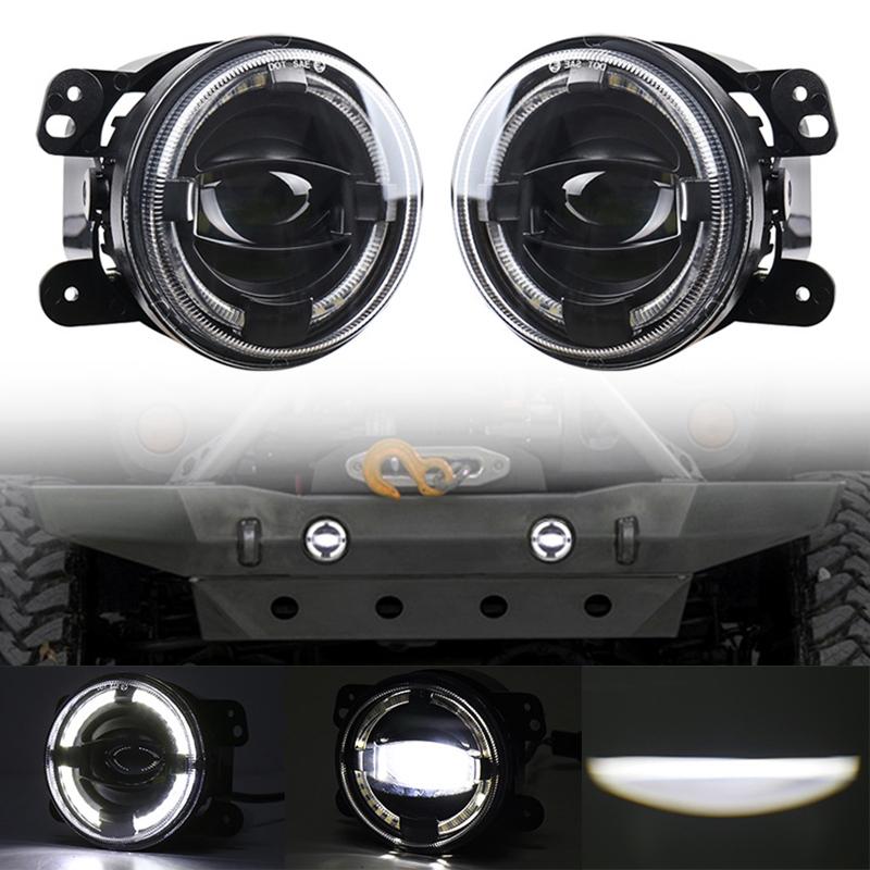 V562-6542PRC-202503052006-00 2 Pcs 4 Inch Car Led Angel Eyes Spotlight Modified Fog Lights For Jeep Wrangler / Dodge / Chrysler Pt Cruiser - Image 1