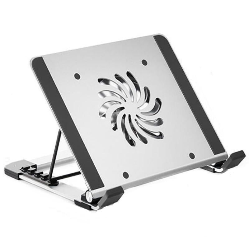 V562-7131200AYS-202506111044-00 Portable Foldable Laptop Stand with Adjustable Fan - Aluminum - Image 1