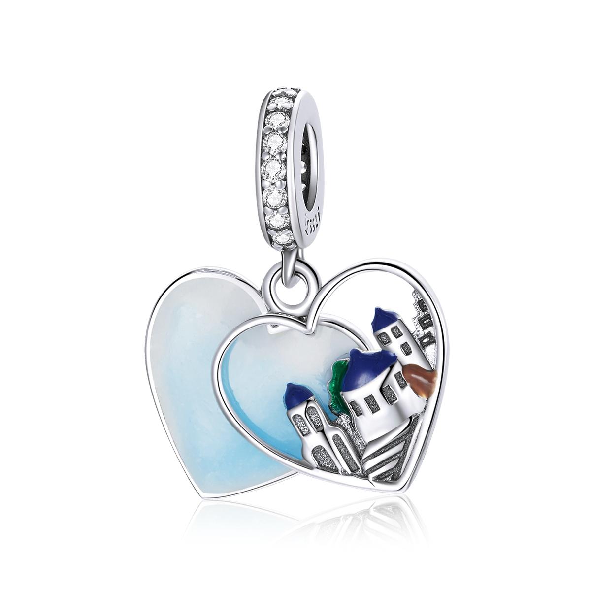V562-7132100ADE-202504111935-00 925 Sterling Silver Charming Scenery Heart Pendant For Diy Bracelet Or Necklace - Image 1