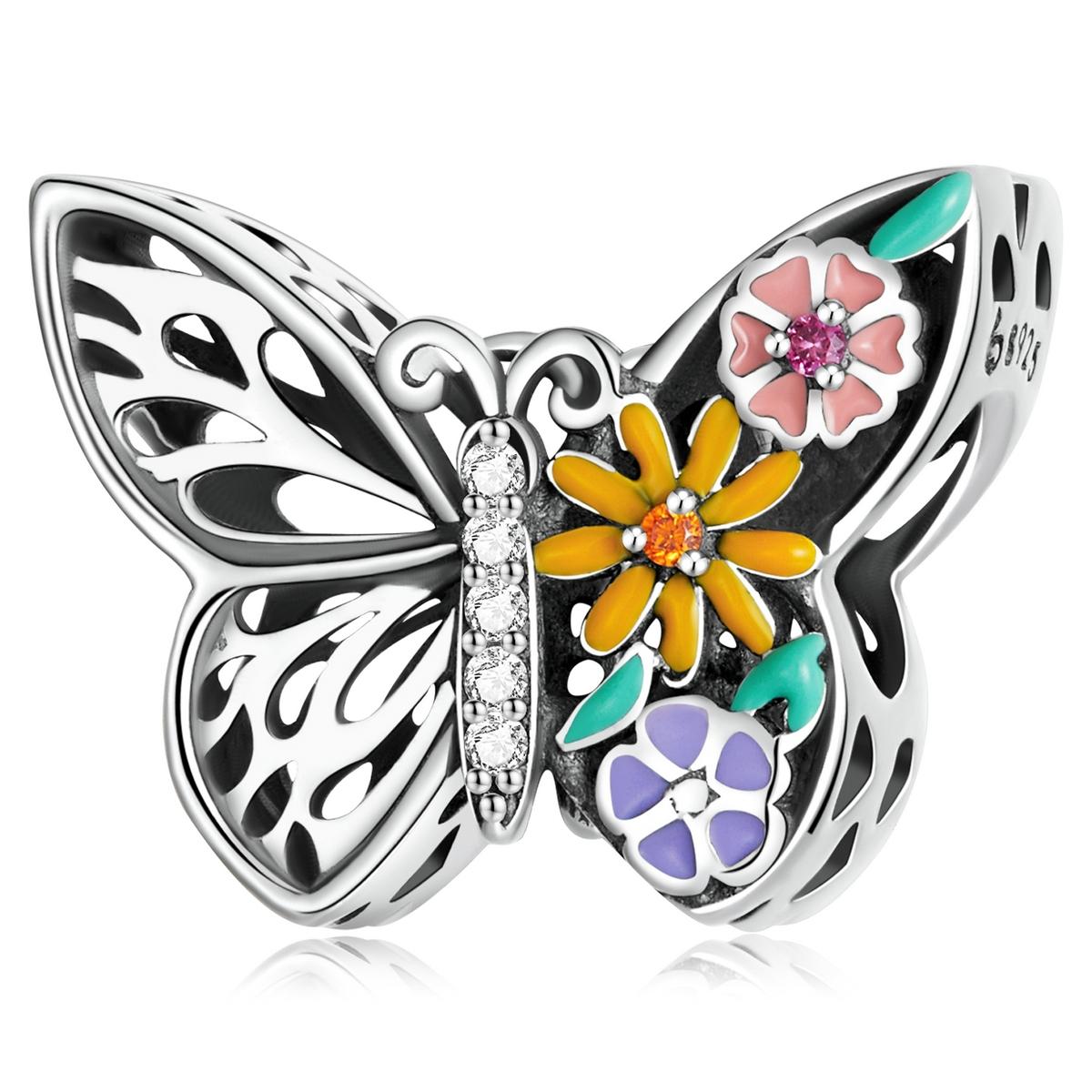 V562-8019200ADE-202504112026-00 925 Sterling Silver Flower Butterfly Beads For Diy Bracelets & Necklaces - Image 1