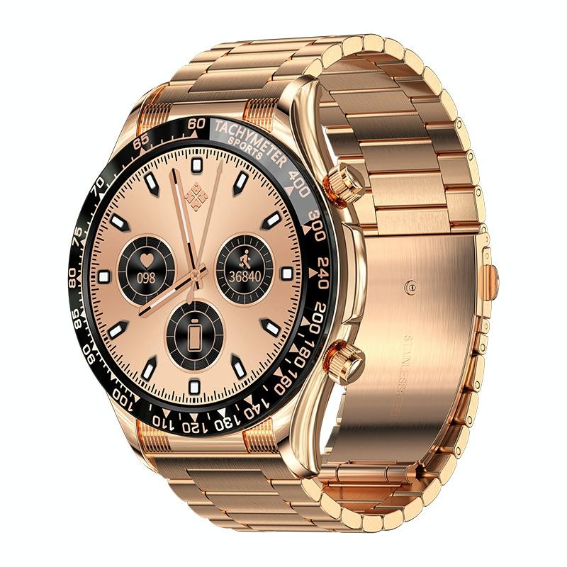 V562-9052632060DBT-202504252107-00 Smart Bluetooth Calling Watch With Nfc Function - Gold Steel - Image 1