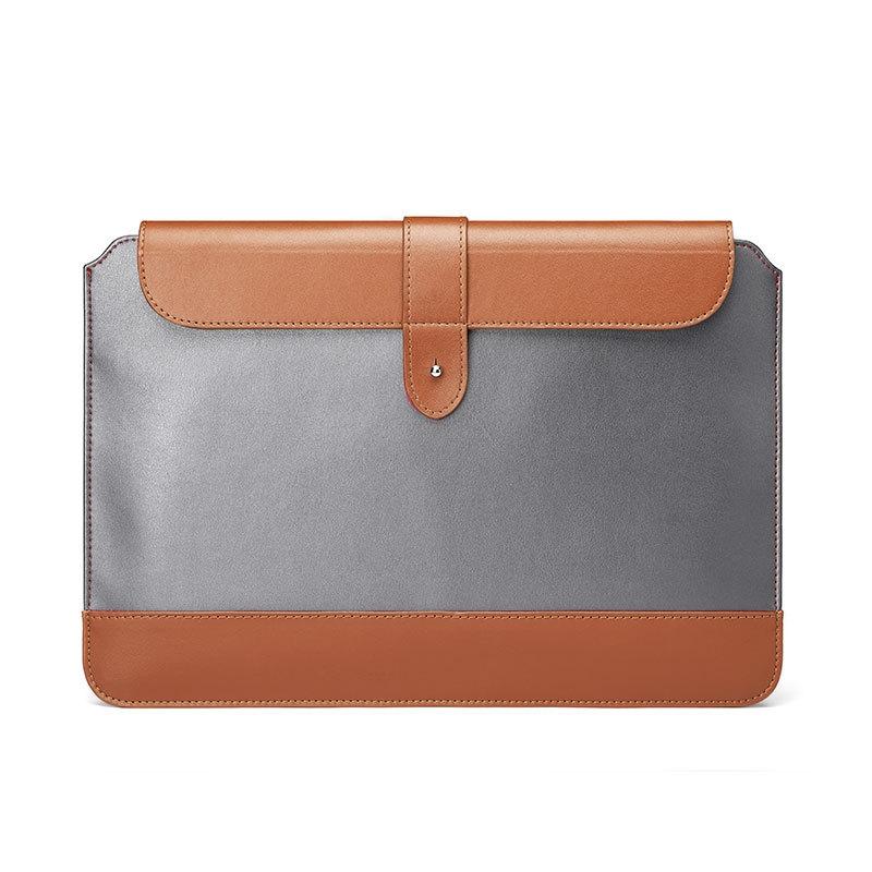 V562-9058455750DBT-202502211955-00 14-15.4 Inch Microfiber Notebook Liner Bag - Horizontal Gray & Brown - Image 1