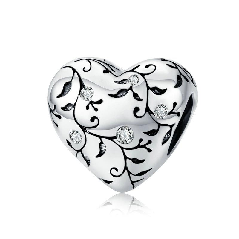 V562-91676240DBT-202504111830-00 925 Sterling Silver Retro Heart Beads For Diy Bracelets - Image 1