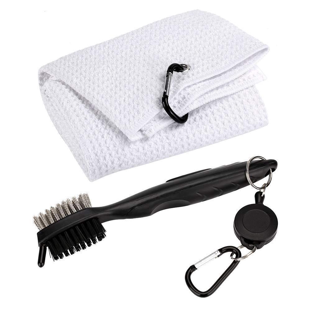 V562-A1008612060DBT-202503041753-00 Club Cleaning Brush & Hook Towel Golf Set - Compact & Convenient - White - Image 1